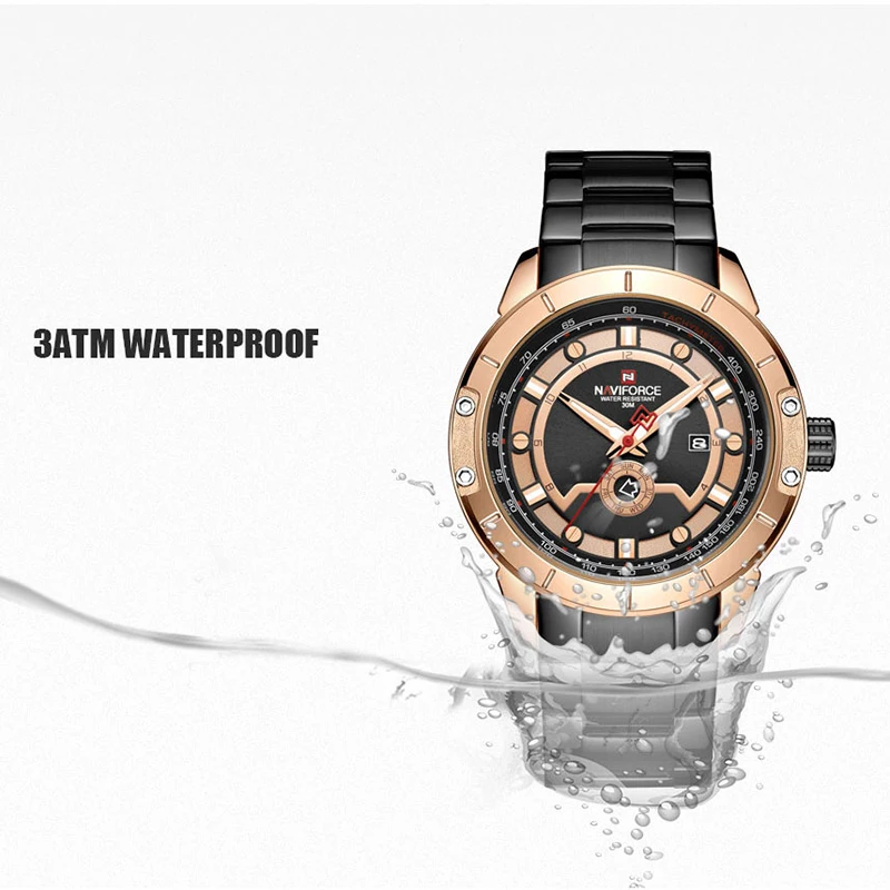 Часы NAVIFORCE мужские модные кварцевые водонепроницаемые из нержавеющей стали |