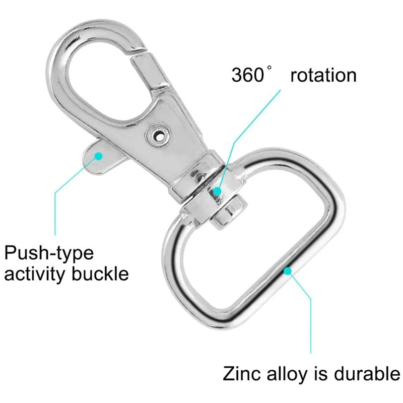 

60 Pcs Metal Keychain Bulk - Swivel Snap Hooks, D Ring and Slide Buckle Triglide for Handbag Purse HardwareFasteners