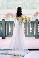 bohemian wedding dresses modest designed chiffon long sleeve a line split backless bridal country dress custom made