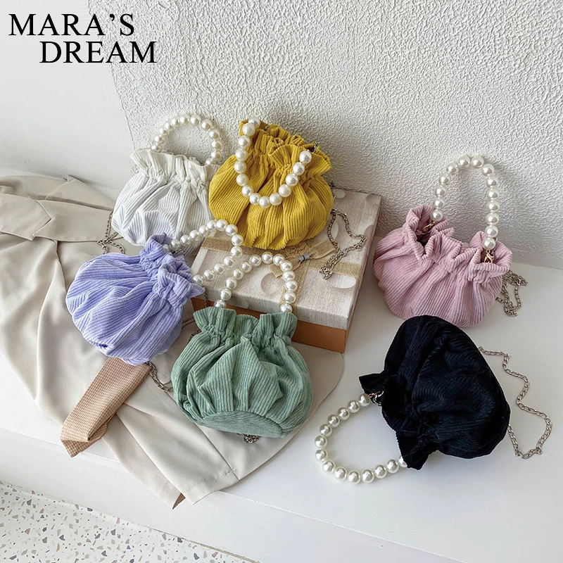 

Сумка-мешок Mara's Dream женская с жемчугом, милый вельветовый мессенджер на плечо с ручками, Простой повседневный саквояж кросс-боди