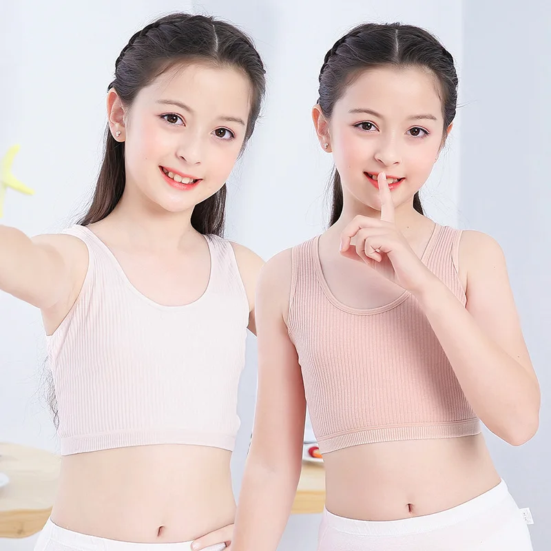 

9-15years Young Girls Camisoles Cotton Puberty Girls Training Bra for Teen Girls Teenages Tank Tops Underwear KF333