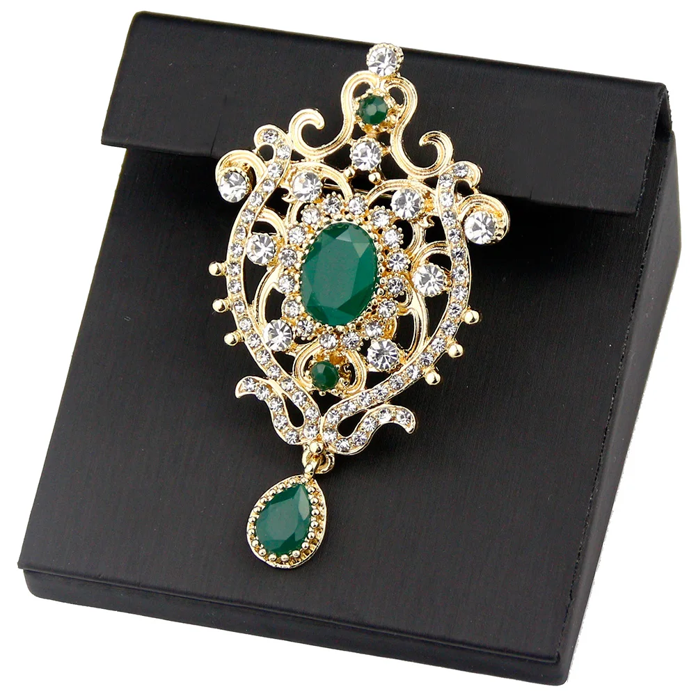 Sunspicems, золотой цвет, цветок, женская брошь на булавке, этнический кристалл, свадебные украшения, индийские арабские свадебные украшения, марокканские Броши Caftan