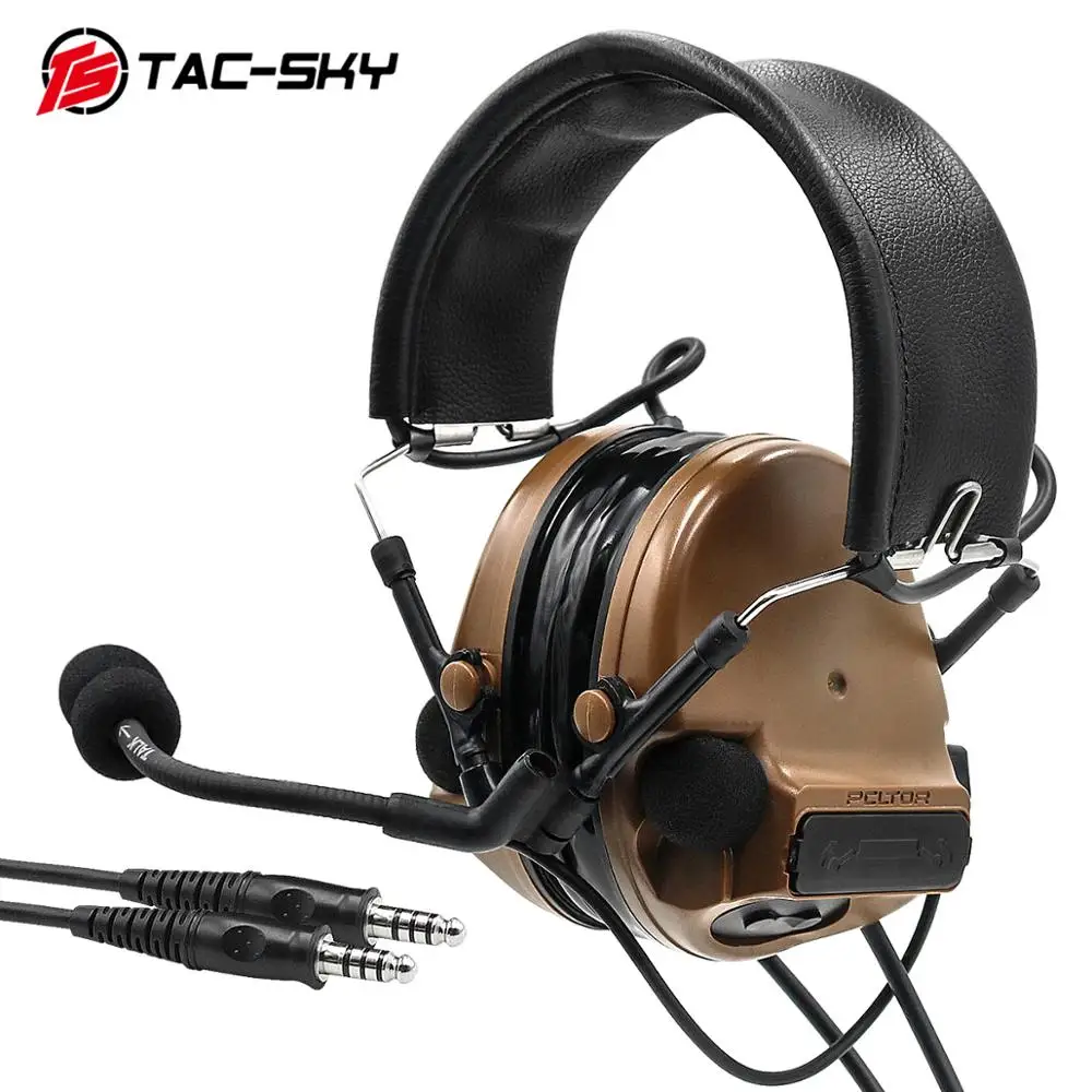 TAC-SKY COMTAC III двойной проходной силиконовый наушник версия шумоподавления тактическая гарнитура+ 2 военных адаптера KENWOOD U94 PTT