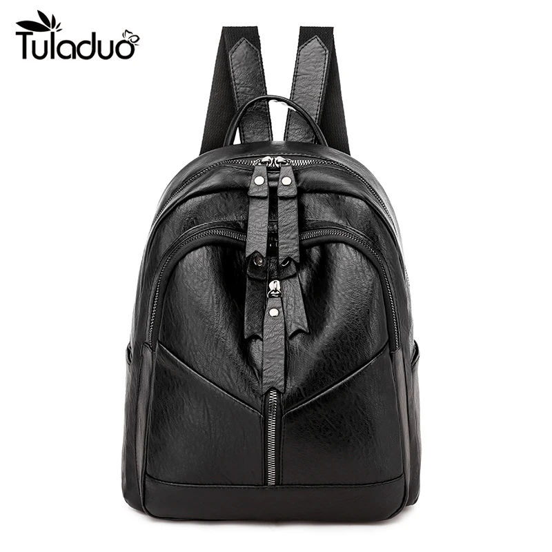 

Women's Backpack 2022 Spring New Fashion Wild Quality Soft Leather Backpack Leisure Travel Travel Large Capacity Blue Color