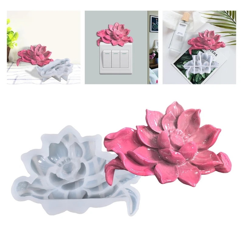 

Creative Lotus Switch Wall Sticker Decoration Epoxy Resin Mold Flower Ornaments Silicone Mould DIY Crafts Casting Tool