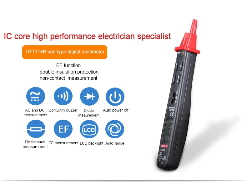 UT118B Pen Type Digital Multimeter Auto SCAN LCD backlight Non-Contact Voltage Detection 3000-Bit Counting Function AC/DC