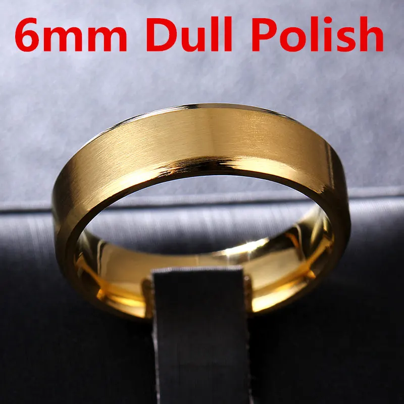 6mm Dull Gold 4 мм 6 мм золото нержавеющая сталь пара кольцо для мужчин и женщин - Цвет основного камня: 6mm Dull Gold