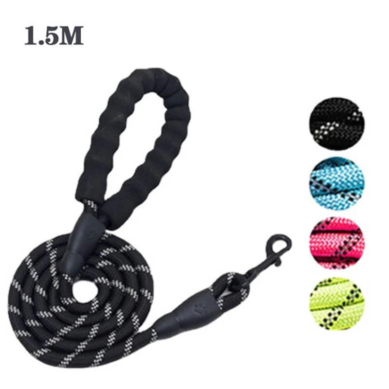 

Pet Leash Reflective Strong Dog Leash 1.5M Long with Comfortable Padded Handle Heavy Duty Training Durable Nylon Rope Leashes
