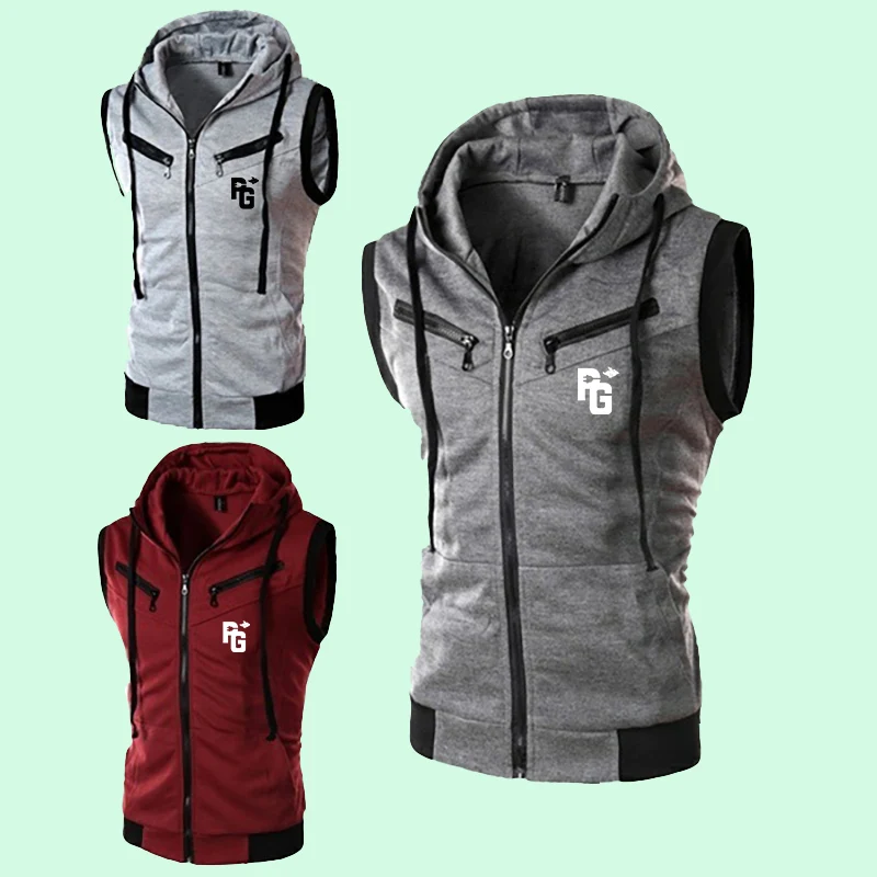

2021 Summer New Men's Sweatshirt Vest Sleeveless High Quality Zipper Pure Color Casual Fashion Trend Vest Hoodie Size S-4XL