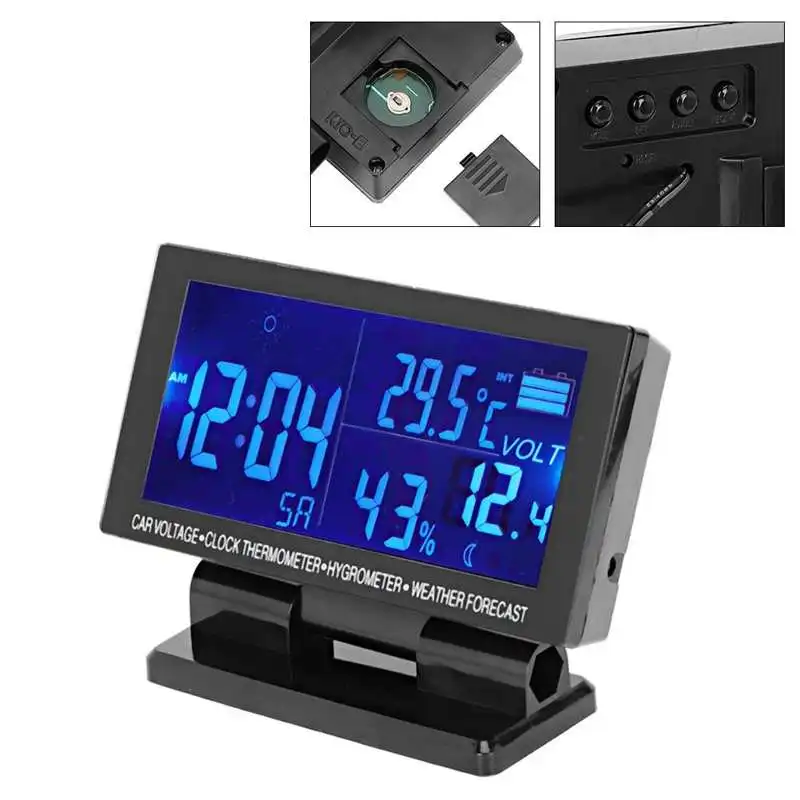 12-24 в универсальные Цифровые Автомобильные часы/термометр/гигрометр с прогнозом