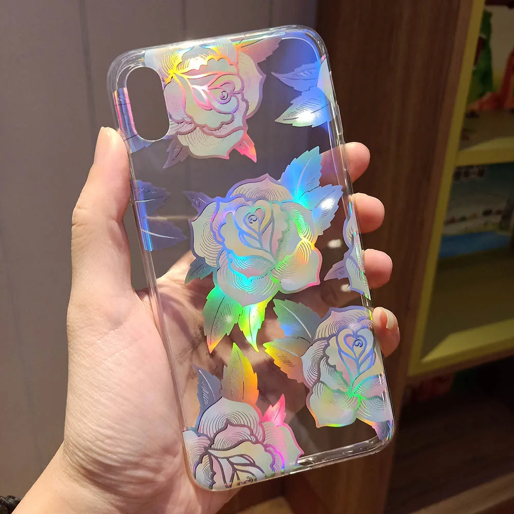 Модный градиентный Радужный лазерный чехол для iPhone 11 Pro XS Max Xr Прозрачный жесткий чехол Fundas для iPhone 8 7 6S Plus акриловый чехол