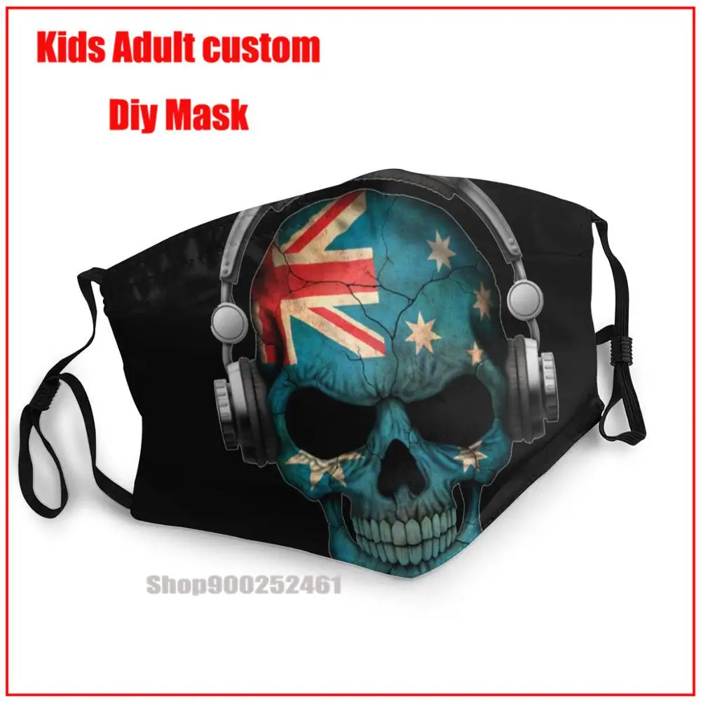 

Темный череп Deejay с австралийским флагом, «сделай сам», маска для взрослых, смываемая маска для лица, детская маска pm2.5, забавная гримаса с при...