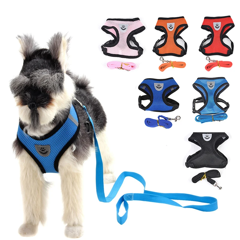 

Pets Adjustable Harness Vest Cat Dogs Walking Lead Leash For Puppy Collar Polyester Mesh Harness For Small Medium Dog Cat Pet