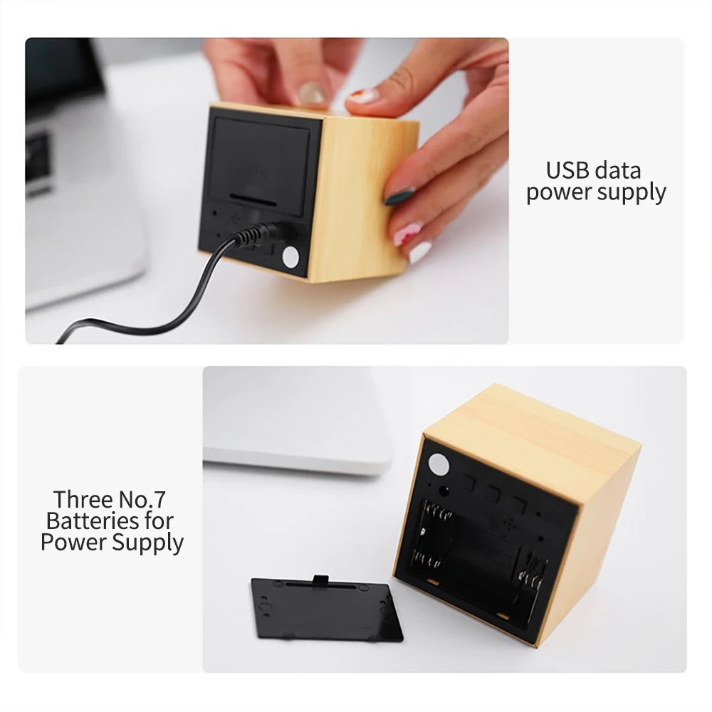 Цифровой термометр Деревянный Будильник будильник дата стол часы USB зарядка