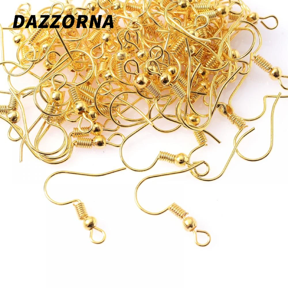 100Pcs 20x17mm Earrings Clasps Hooks Fittings Jewelry Making Supplies Gold Color Iron Hook Earwire DIY Earring Findings | Украшения и