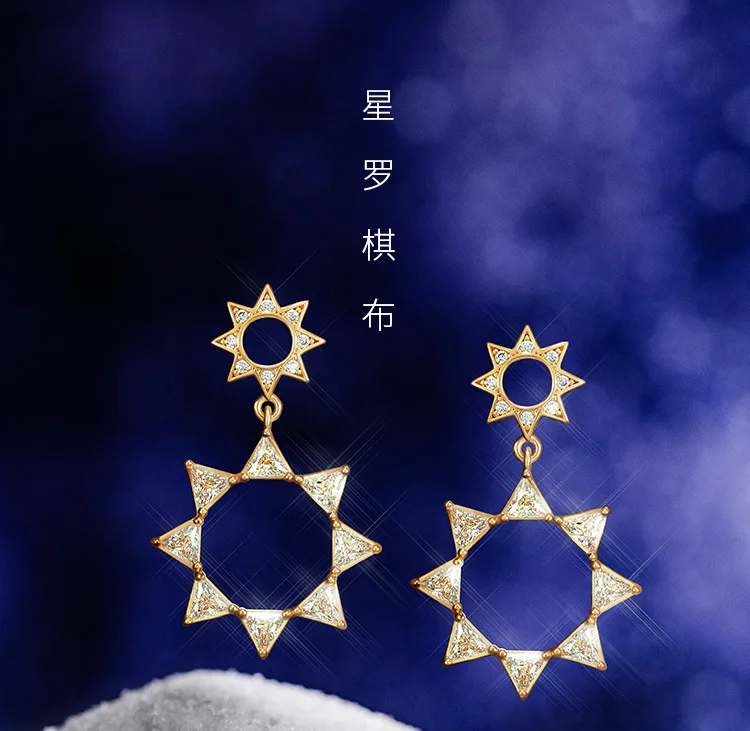 

18K Gold Drop Earrings for Women Simple Hollow Zircon Earrings for Wedding Engagement Gift Dangler Fine Jewelry kolczyki damskie