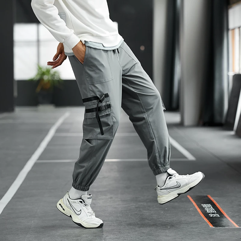 

Multi-Pocket Cargo Pants Men Harajuku Hip Hop Streetwear Joggers Man Elastic Waist Sweatpants Techwear Ankle-length Mens Pants