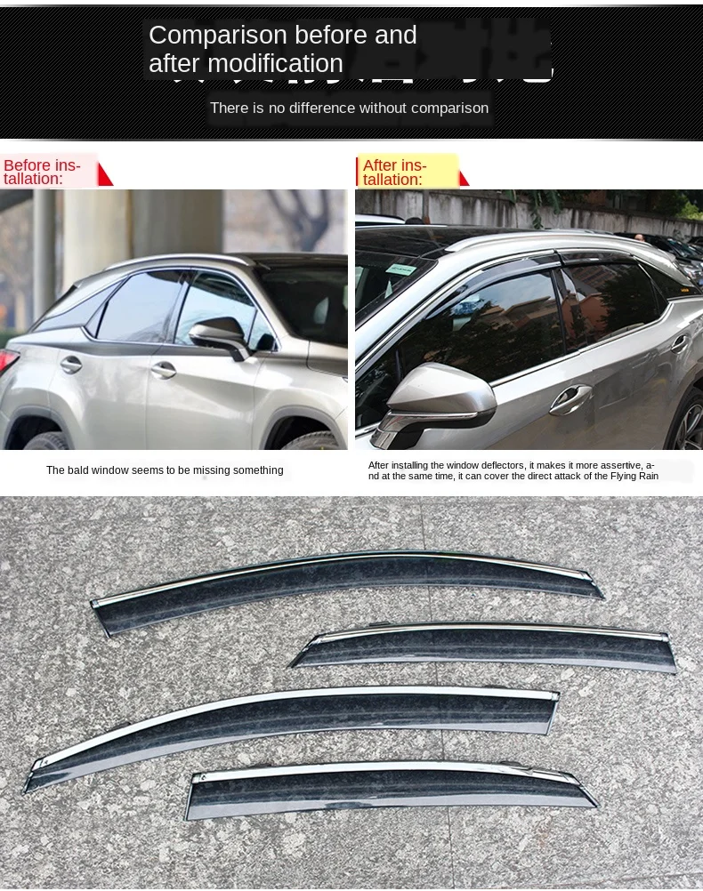 

Suitable for Lexus windows (sun blinds and awnings) RX450h rainproof window eyebrow rain cover and awning 2015-2017 edition