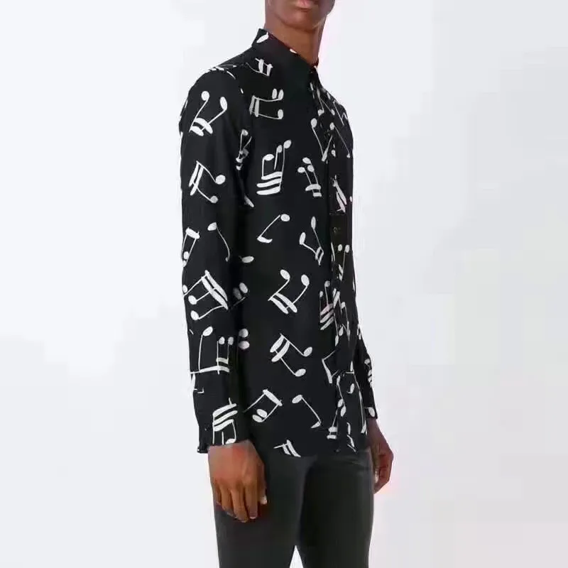 Мужская рубашка с длинными рукавами шелковая принтом костюмы для певиц осень 2019 |