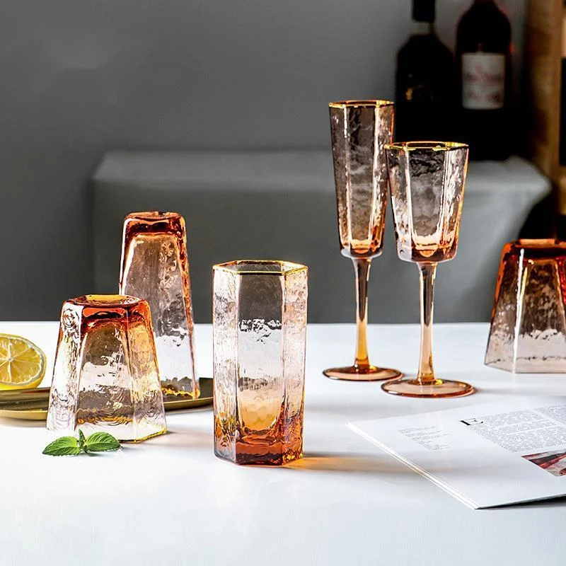 

Креативная чашка для воды цвета шампанского в стиле Пномпень, бокалы для красного вина, прозрачные бокалы из хрустального стекла с высокой ...