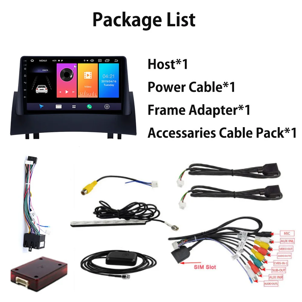 

Android 9.0 Car Radio GPS Navigation For Renault Megane 2 2004 2005 2006 2007 2008 Multimedia Player Head Unit Quad-Core BT USB