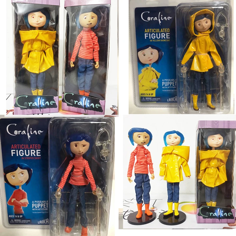 

Coraline Doll NECA Coraline Figure Doll The Secret Door Coraline y la Puerta Secreta Raincoat Action Figure Toys Christmas Gift