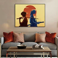 watercolor samurai champloo anime canvas painting poster and prints boy bedroom decorative painting wall art canvas unframed