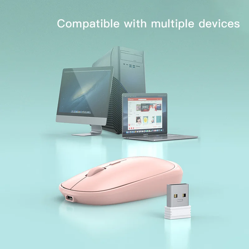 

Wireless Mouse 2.4GHz USB Pink Mouse Silent Mute Mouses 1600 DPI Adjustable Ergonomic Mice For Laptop PC Computer Home Office