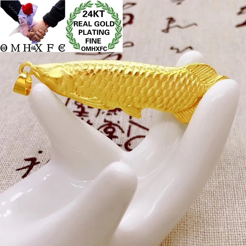 

OMHXFC Wholesale YM94 European Fashion Hot Fine Woman Man Party Birthday Wedding Gift Fortune Fish DIY 24KT Gold Pendant Charm