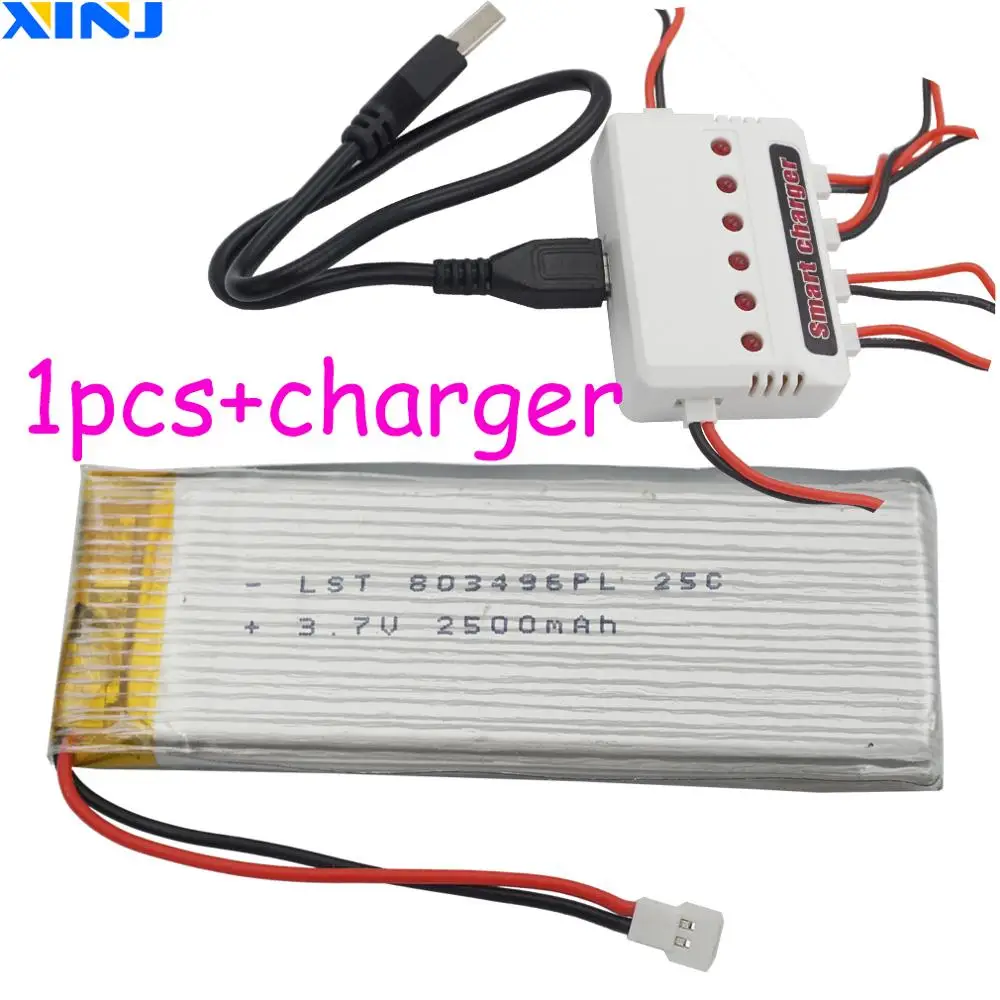 

XINJ 1pcs+Charger 3.7V 2500 mAh 25C Rechargeable Li Polymer Lipo battery 803496 For Toys Boat Ship RC Model Vehicles