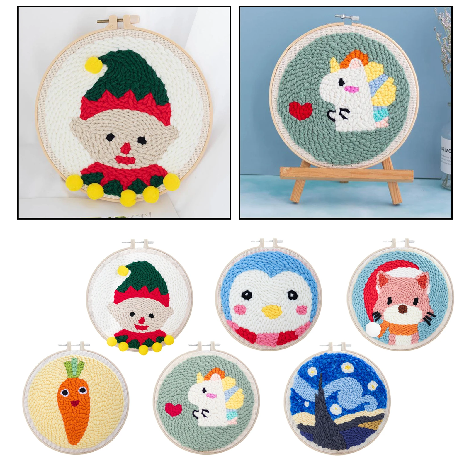

Punch Needle Embroidery Kit with Basic Tools Soft Yarn Hand Craft - Cartoon