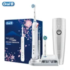 Ультразвуковая электрическая зубная щетка Oral B Pro4000, 3D перезаряжаемая, отбеливание зубов, удаление пятен, водонепроницаемая, Глубокая чистка, гигиена полости рта