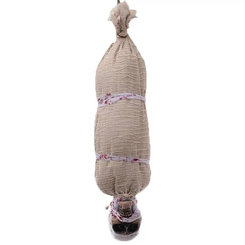 

70cm Halloween Horror Hanging Ghost Corpse With Glowing EyesBar House Decoration Induction Call Room Escape Organ Mummy Body