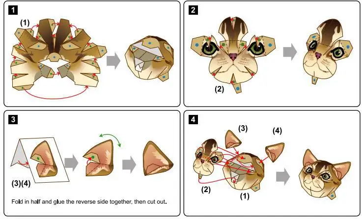 Модель Бумажная 3D в виде кошки бездна для самостоятельной сборки мультяшная