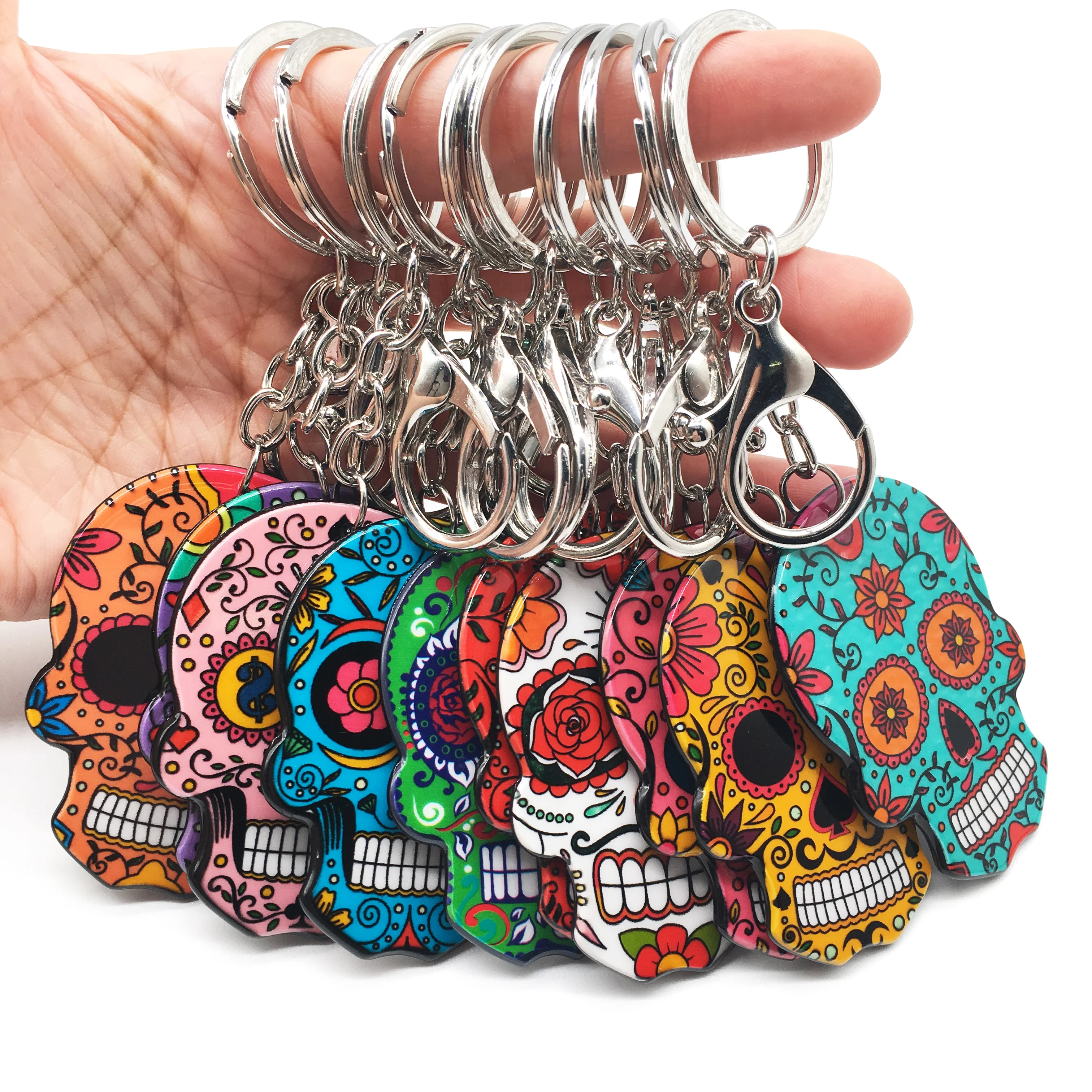 Брелок с черепом Calavera мексиканский милый сладкий сахар череп большой Омар брелок для ключей Хэллоуин акриловые бусины в форме черепа брелок сумка Подвески