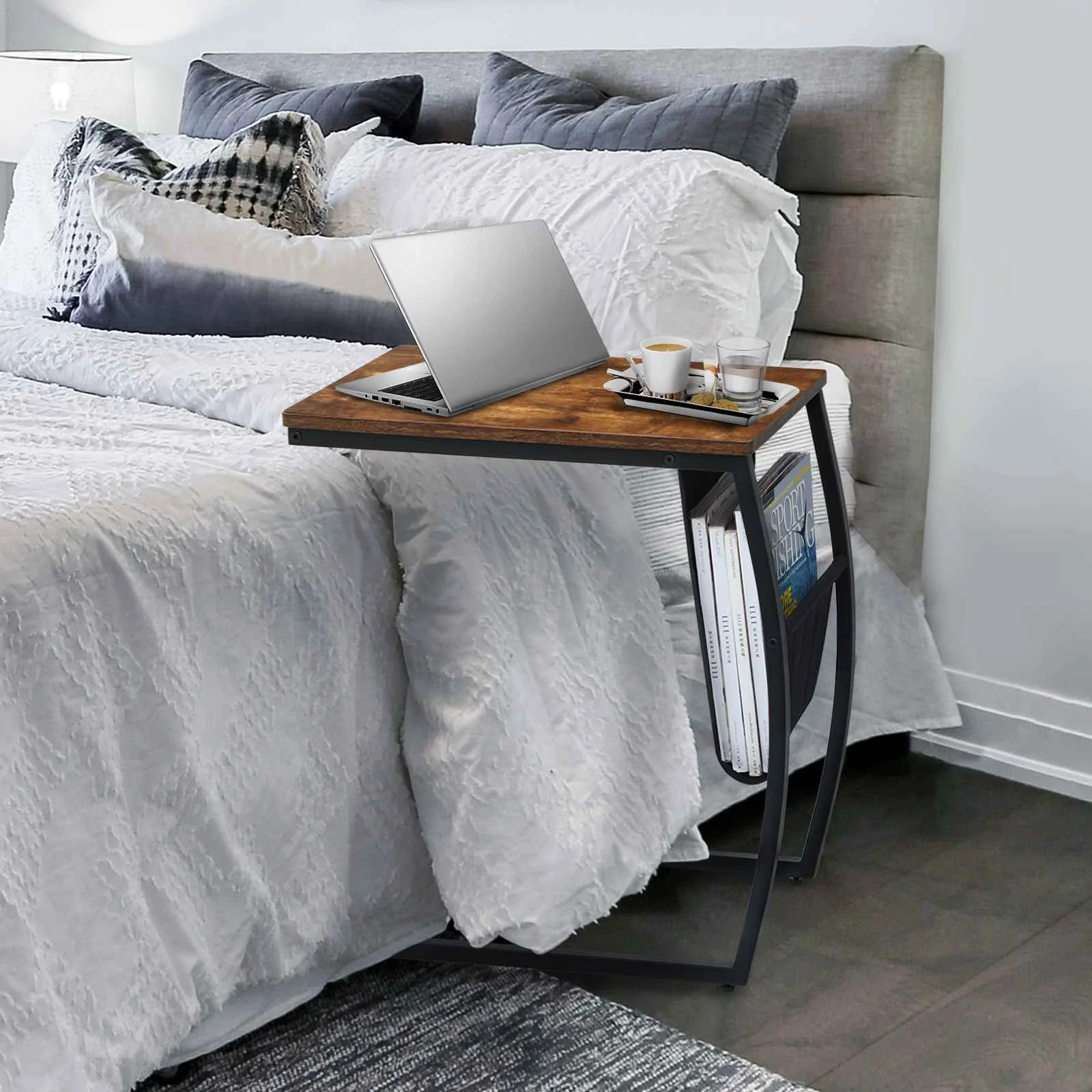 

Modern C-shaped Home Side End Tables for Living Room Couch Bedroom Accent Sofa Bedside Coffee Table Desk with Storage US Stock