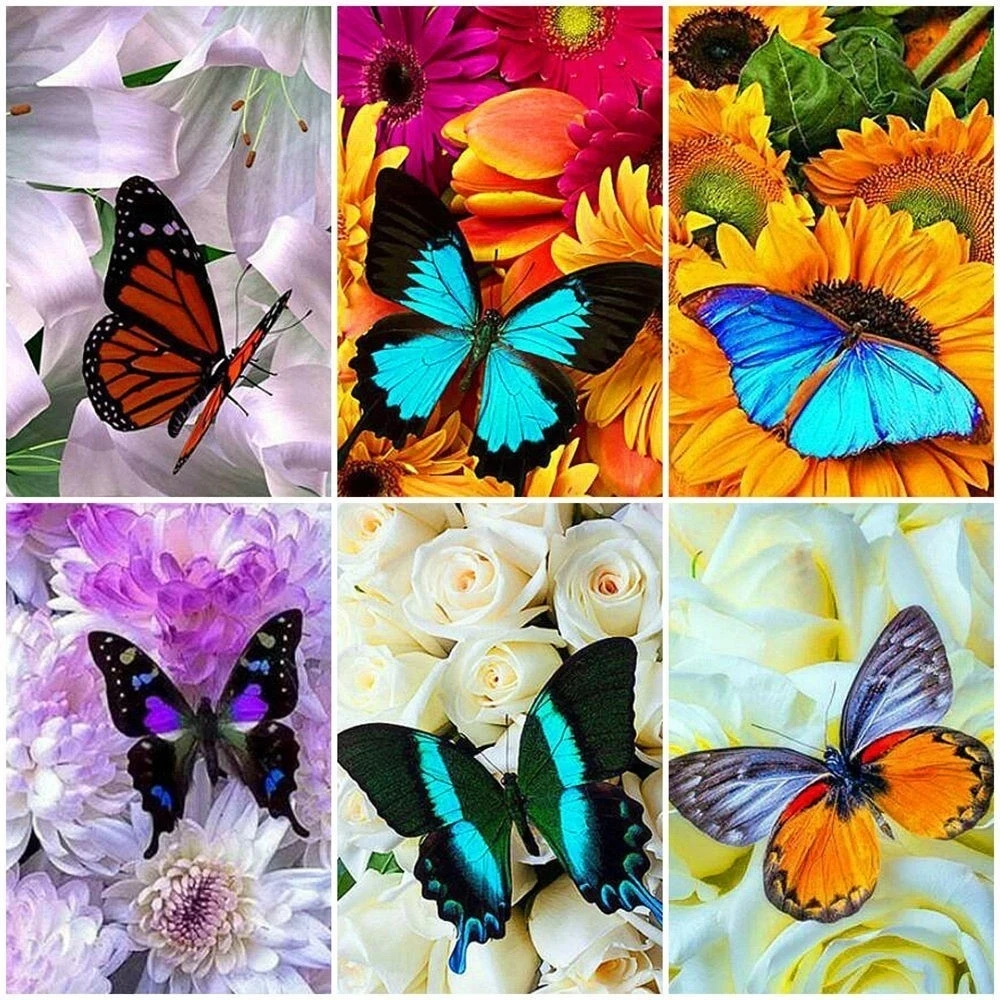 

5D Diamond Mosaic Full Display Drill Butterfly Embroidery Flowers Rhinestones Pictures Scenery Cross Stitch Wall Decor Painting