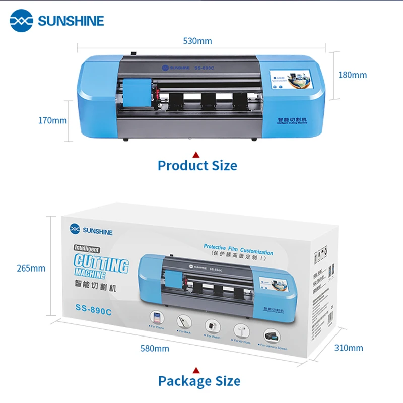 

SUNSHINE SS-890C Cutting Machine Plotter Tools for Mobile Phone Tablet hydrogel Film Front Back Cover Protector Film Cut Tool