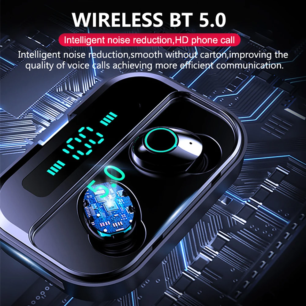 Беспроводные Bluetooth наушники с сенсорным управлением, Bluetooth 5,0, бинауральные звонки, IP67, водонепроницаемые наушники с емкостью 2200 мАч, зарядная коробка