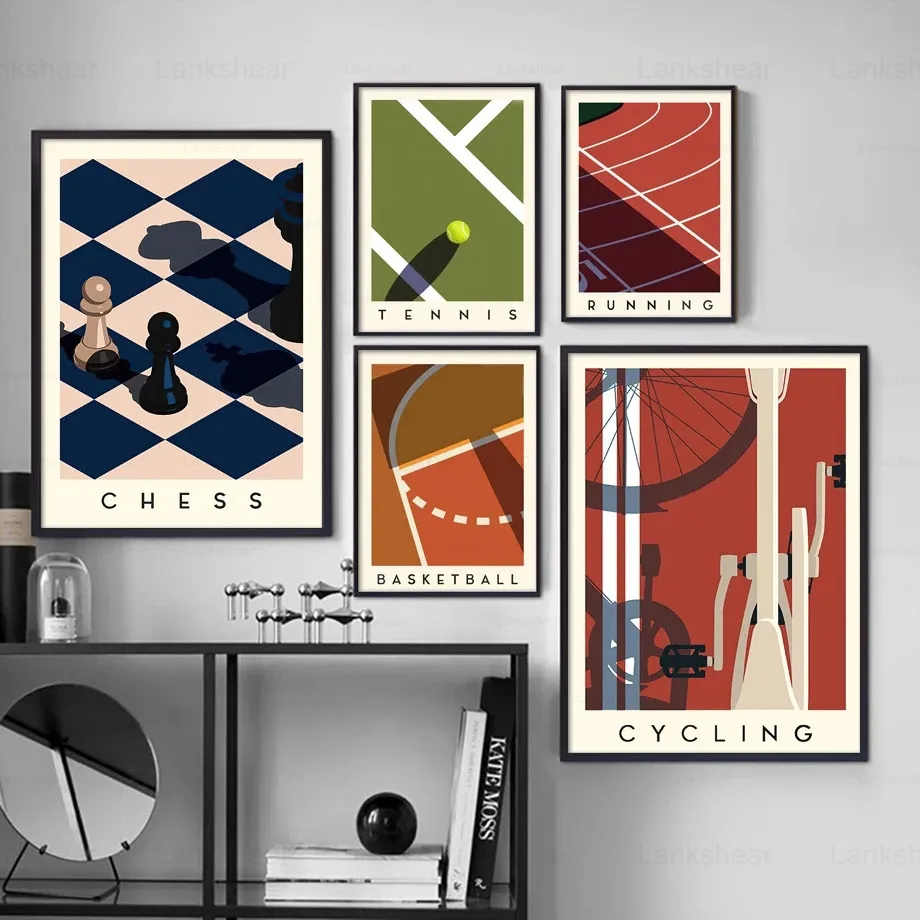 

Картина на холсте, баскетбол, плавание, шахматы, езда на велосипеде, семейство, скандинавские плакаты и принты, настенные картины для гостиной, нерамка