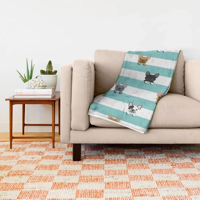 Мультяшное одеяло с бульдогом милый детский дизайн в полоску французским для