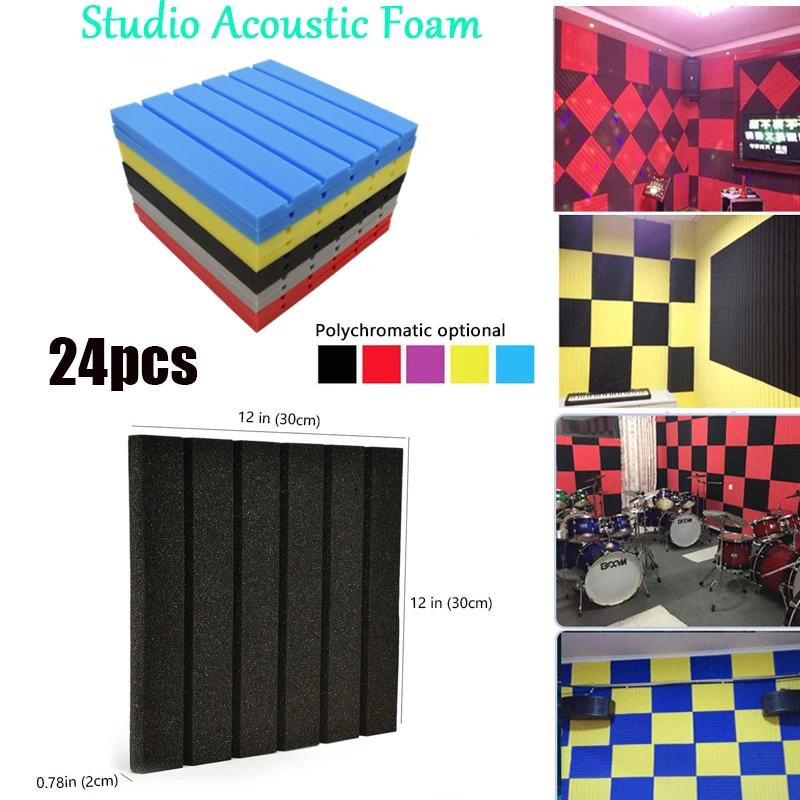 

BEIYIN [24/Pack] Groove Acoustic Foam Soundproof Panels Ceiling Sound Absorption Tiles Studios Sound Insulation Treatment Foam