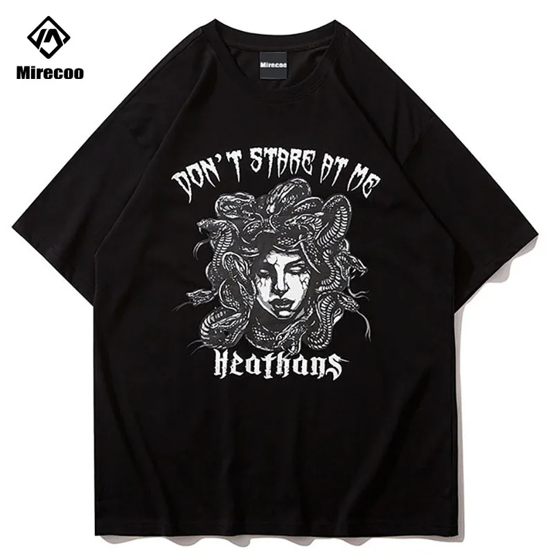 

Gothic Medusa Print T-shirt Mens Harajuku Short Sleeve Hip Hop Loose T-shirt Streetwear T Shirt Tee Fashion Oversize Men Clothes