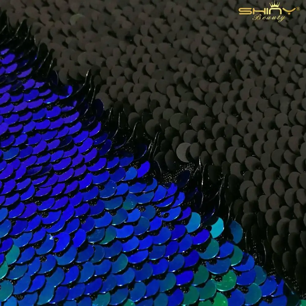5 мм черная блесток ткань 2 ярдов градиент Реверсивные ткани двора для одежды DIY