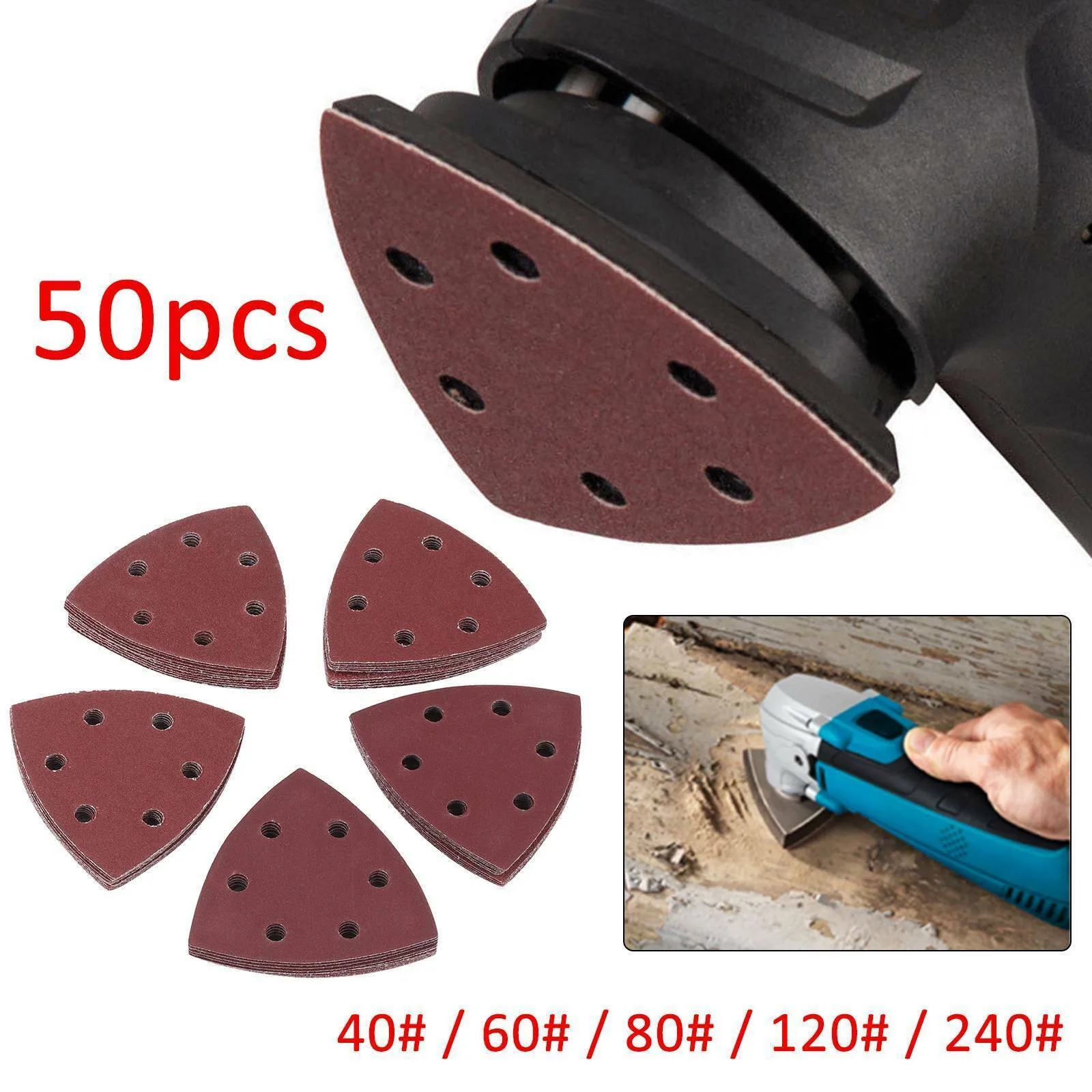 

Sandpaper 50PCS Triangle Sanding Pads Assorted Sandpaper For Multi Tool Oscillating Loop High Quality