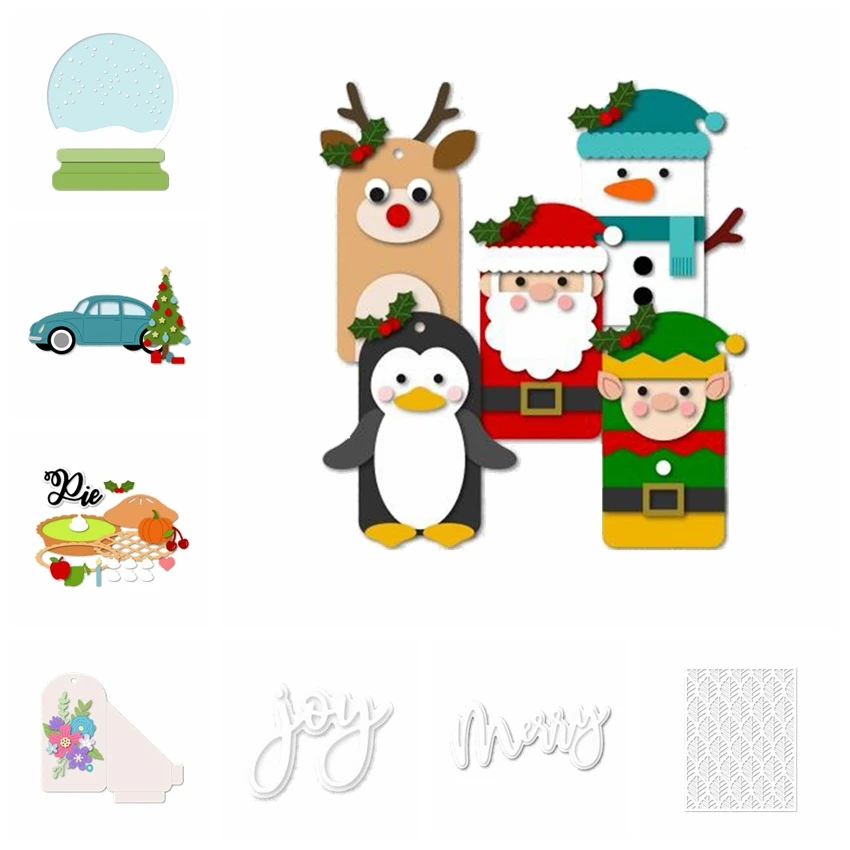 Бирка с надписью Merry Christmas Санта Клаус хрустальный шар автомобиль тыква пирог