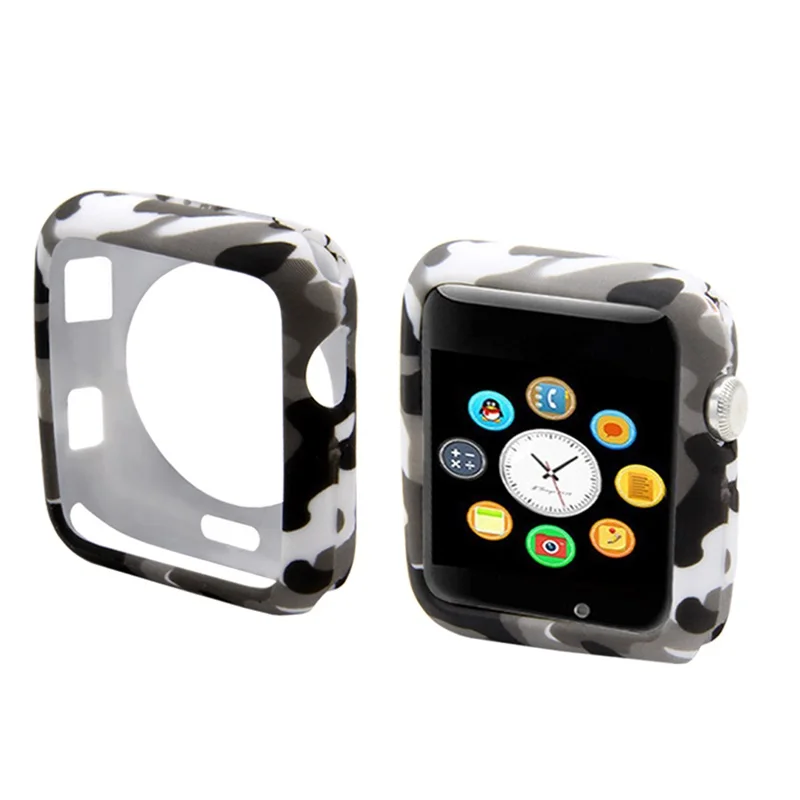 gray Камуфляжные часы Чехол для apple watch 3 2 1 чехол из мягкого ТПУ для наручных часов iwatch, 38, 42 мм, версия Бампер Защитный чехол рамка аксессуары для часов - Цвет: gray