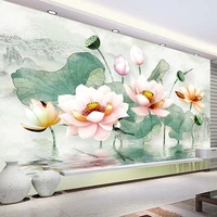 custom wall painting wallpaper 3d stereoscopic lotus flower decoration living room sofa bedroom background mural wall covering