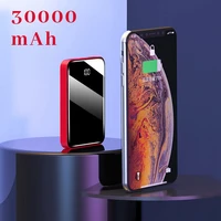 30000mah mini power bank with dual usb power display fast charging power bank portable battery charger for iphone 12pro huawei
