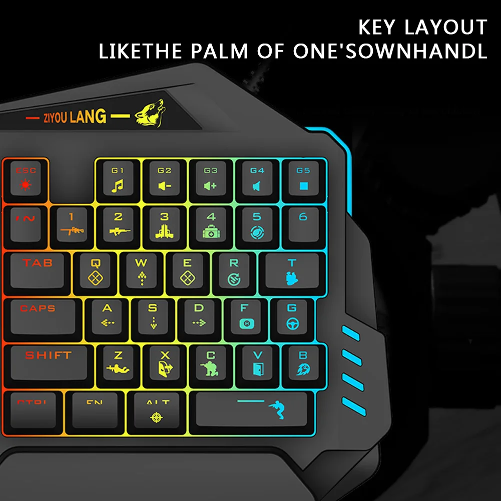 Механическая игровая клавиатура с RGB подсветкой для одной руки Проводная мини USB